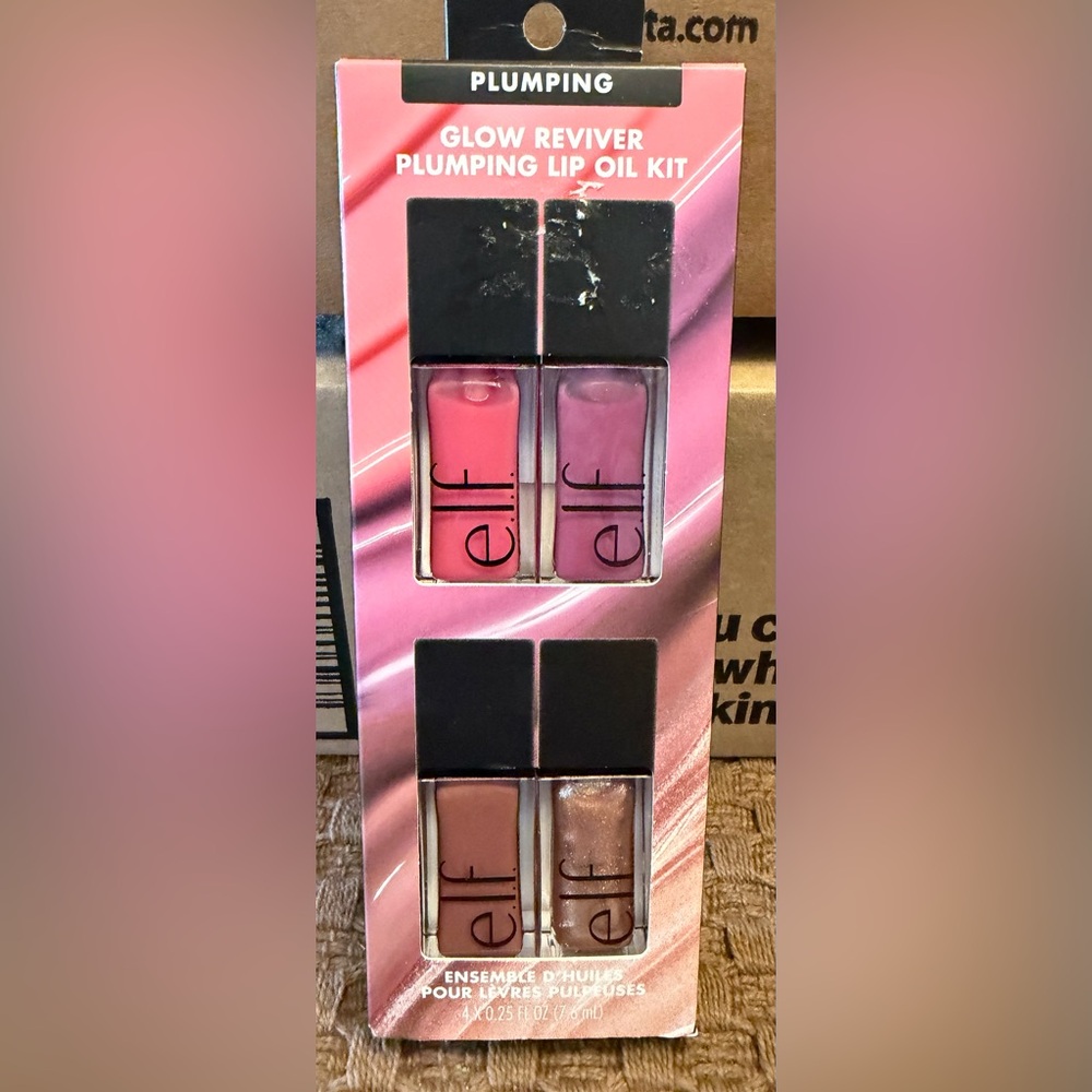 ELF Plumping Lip Oil Kit - Vibrant Pink and Shimmering Gold